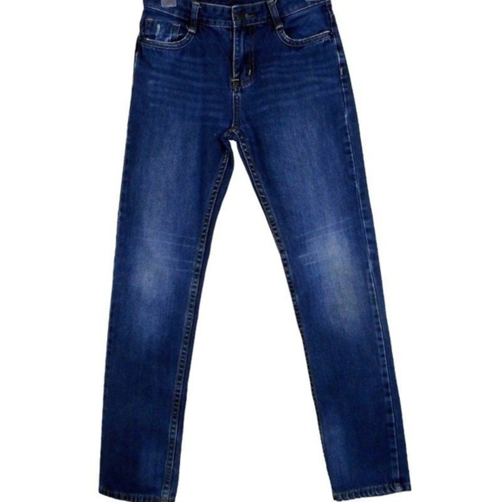 Buffalo‎ David Bitton Jeans Girls 14 Blue Denim Straight Leg Zip Distressed